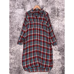 Anthropologie Shirt Small Womens Pilcro Longline Maxi Tunic Plaid Flannel Shirt